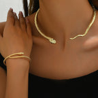 Gold Snake Necklace & Bracelet Set – Bold Luxury Statement Jewelry