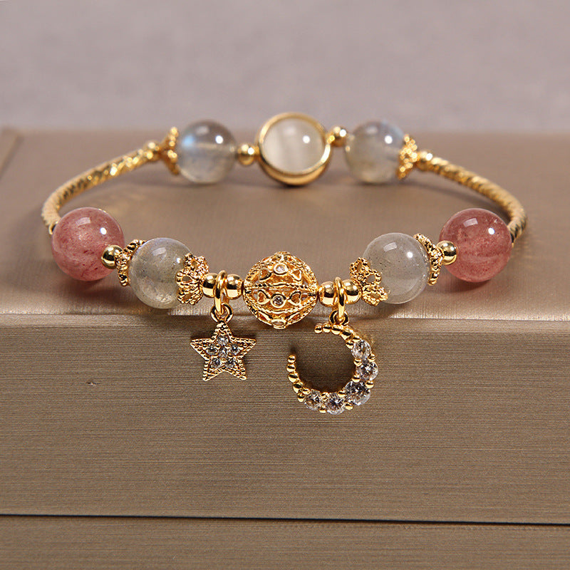 '' Luxury Moonstone Crystal Bracelet - Moon & Star Design