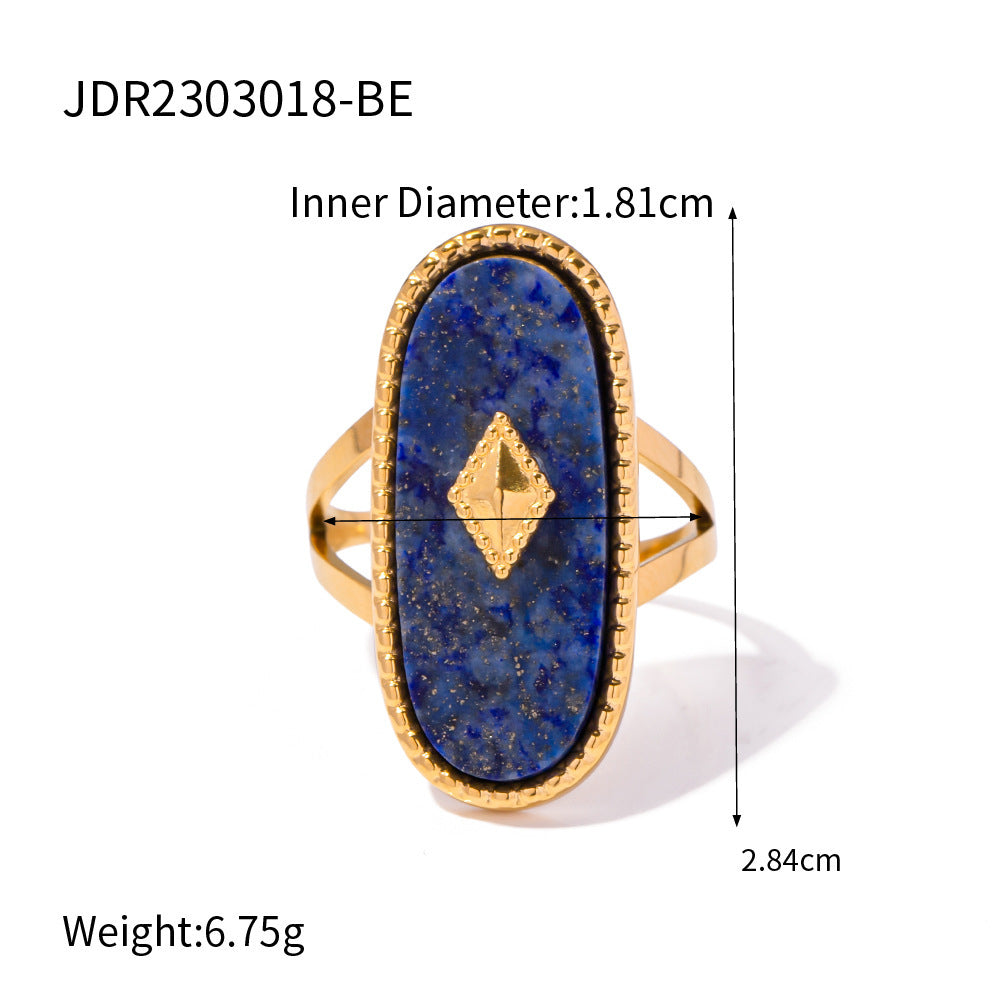 “Boho Gold Rings Set with Blue Stone – Vintage Style Jewelry for Women”