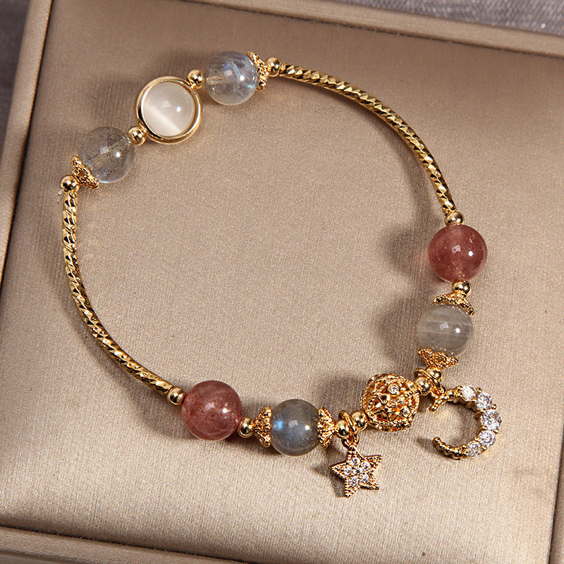 '' Luxury Moonstone Crystal Bracelet - Moon & Star Design