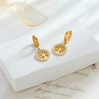 Gold Tree of Life Earrings with Diamond Accents – Elegant Symbolic Design