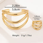 Aurora Glow™ – Luxurious Gold Wave Ring Set