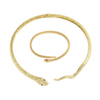 Gold Snake Necklace & Bracelet Set – Bold Luxury Statement Jewelry