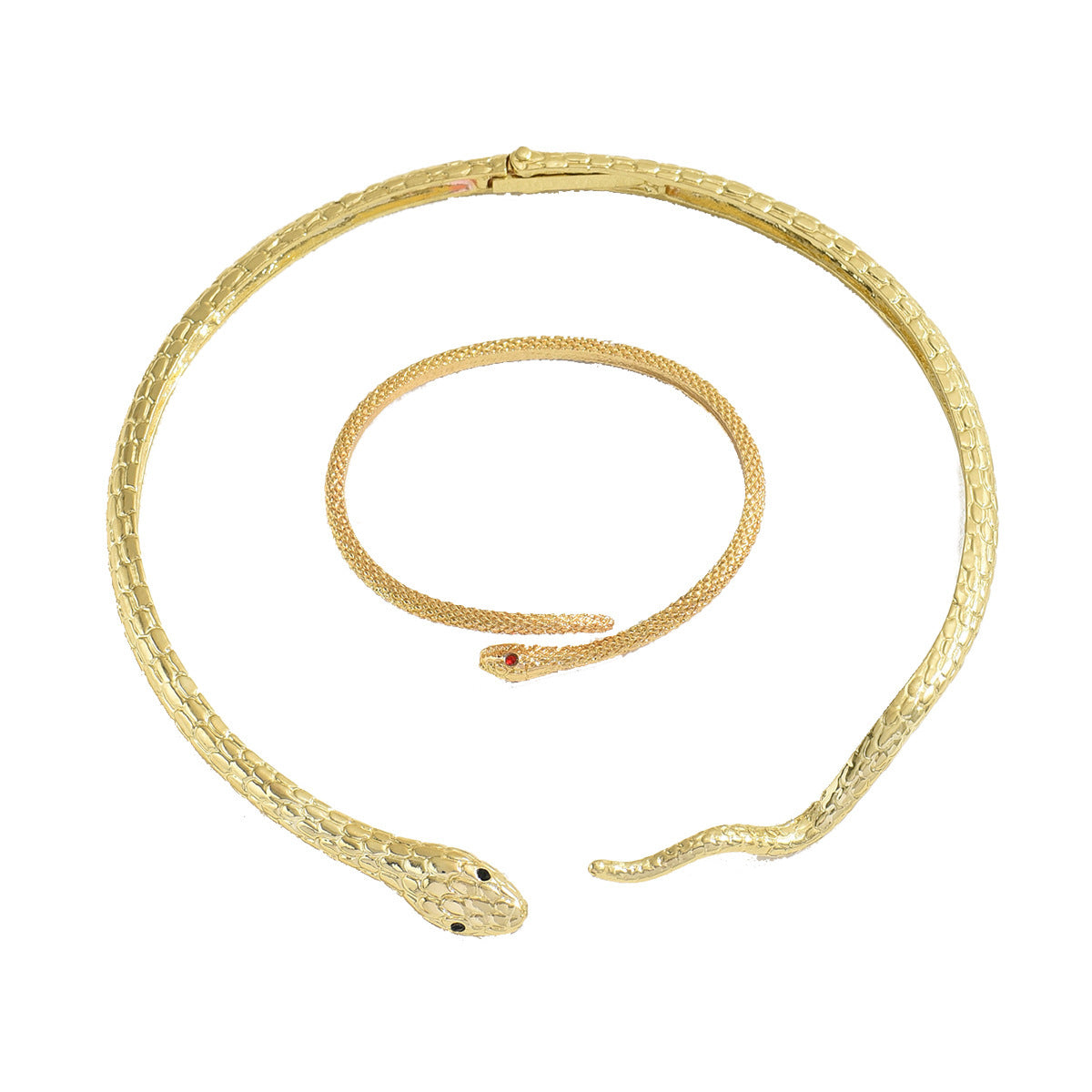 Gold Snake Necklace & Bracelet Set – Bold Luxury Statement Jewelry